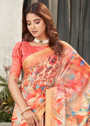 MultiColor Chanderi Silk Saree With Blouse Piece - Indian Silk House Agencies