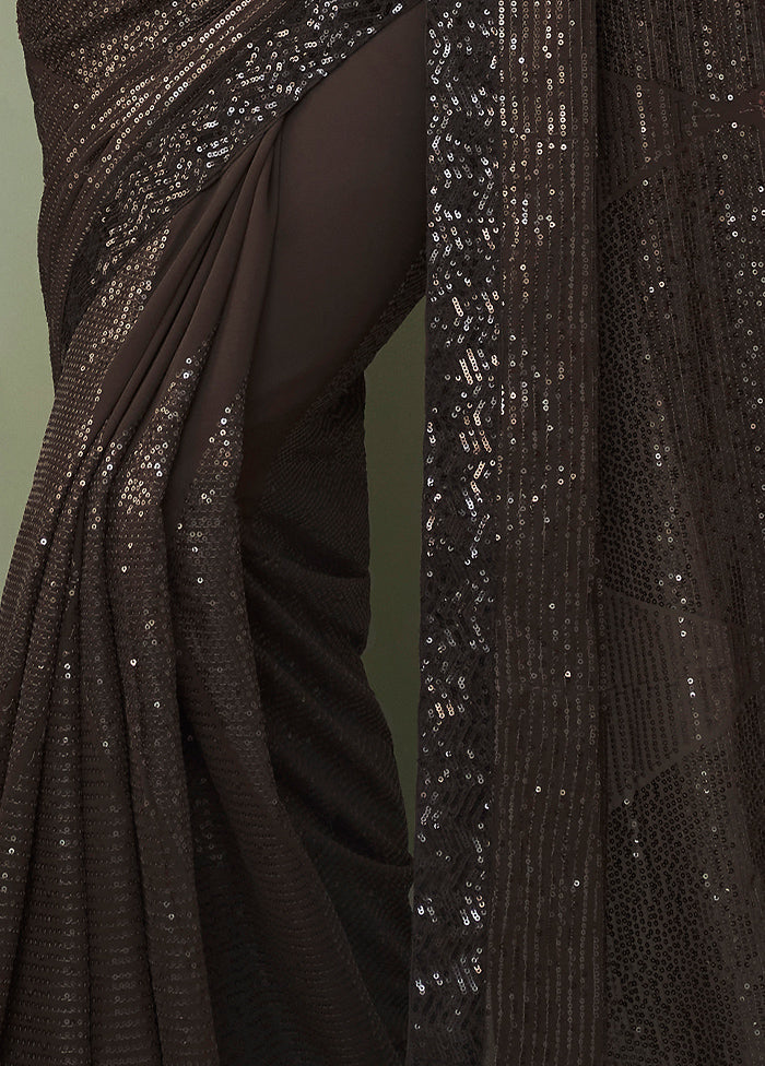 Brown Georgette Saree With Blouse Piece - Indian Silk House Agencies