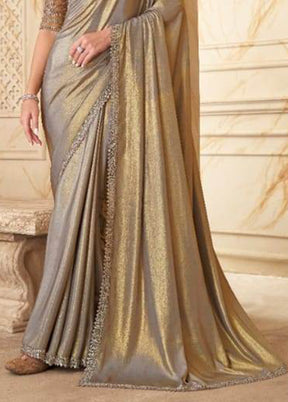 Golden Spun Silk Saree With Blouse Piece