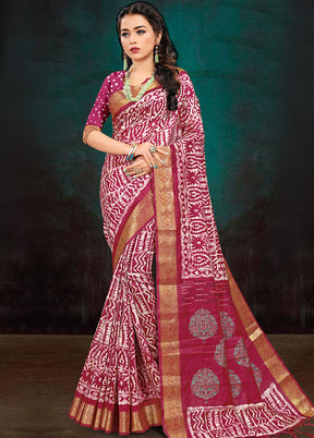 Pink Cotton Woven Work Saree With Blouse - Indian Silk House Agencies