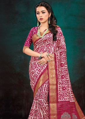 Pink Cotton Woven Work Saree With Blouse - Indian Silk House Agencies
