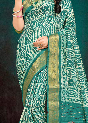 Turquoise Cotton Woven Work Saree With Blouse - Indian Silk House Agencies