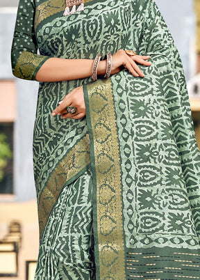 Green Cotton Woven Work Saree With Blouse - Indian Silk House Agencies