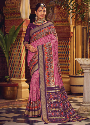 Purple Spun Silk Saree With Blouse Piece