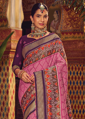 Purple Spun Silk Saree With Blouse Piece