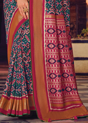 Multicolor Spun Silk Saree With Blouse Piece