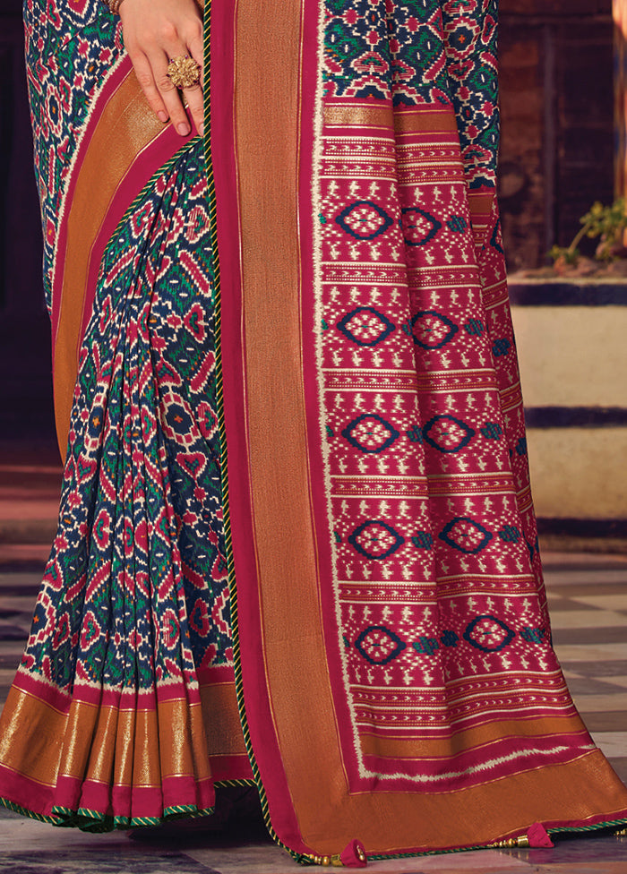 Multicolor Spun Silk Saree With Blouse Piece