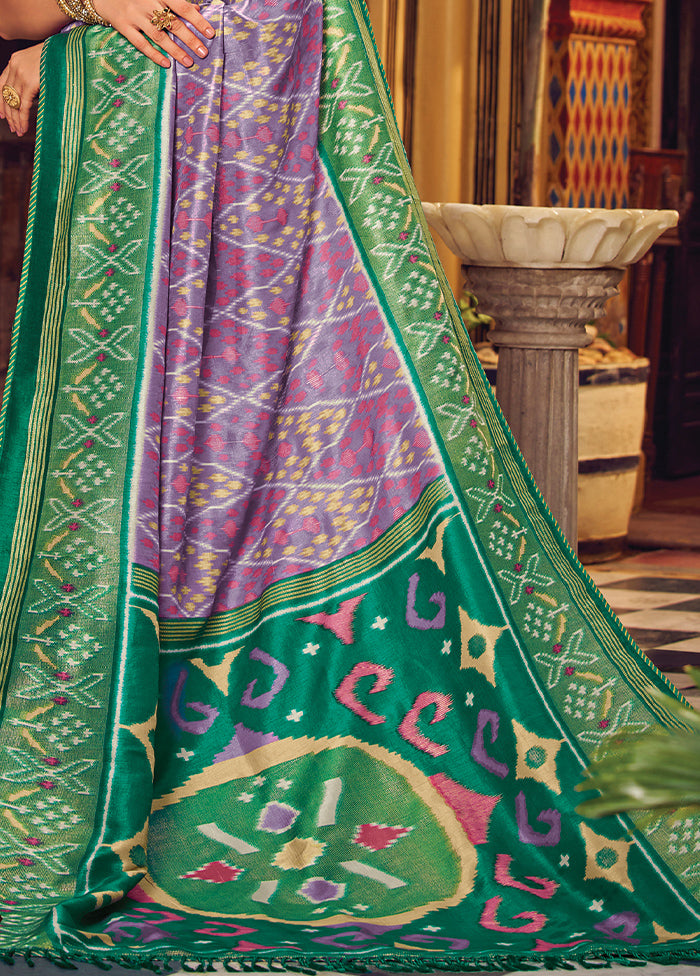 Purple Spun Silk Saree With Blouse Piece