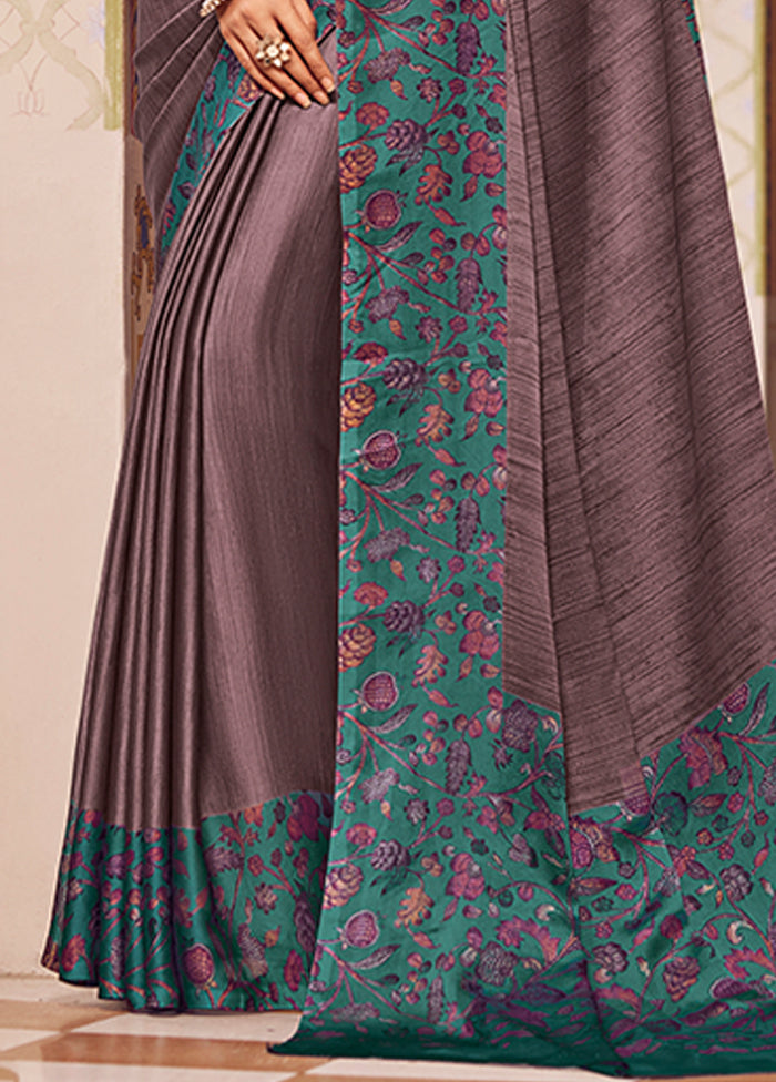 Brown Chiffon Silk Saree With Blouse Piece