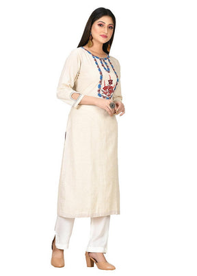 Light Yellow Cotton Solid Womens Kurti VDVSF00002 - Indian Silk House Agencies
