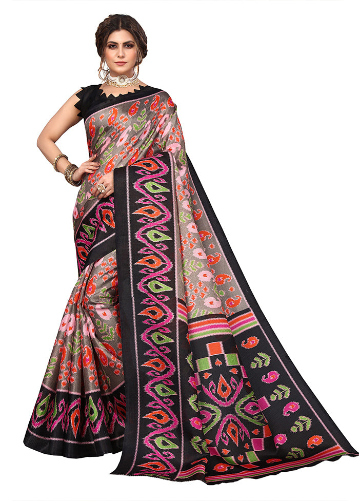 Black Dupion Silk Saree With Blouse Piece