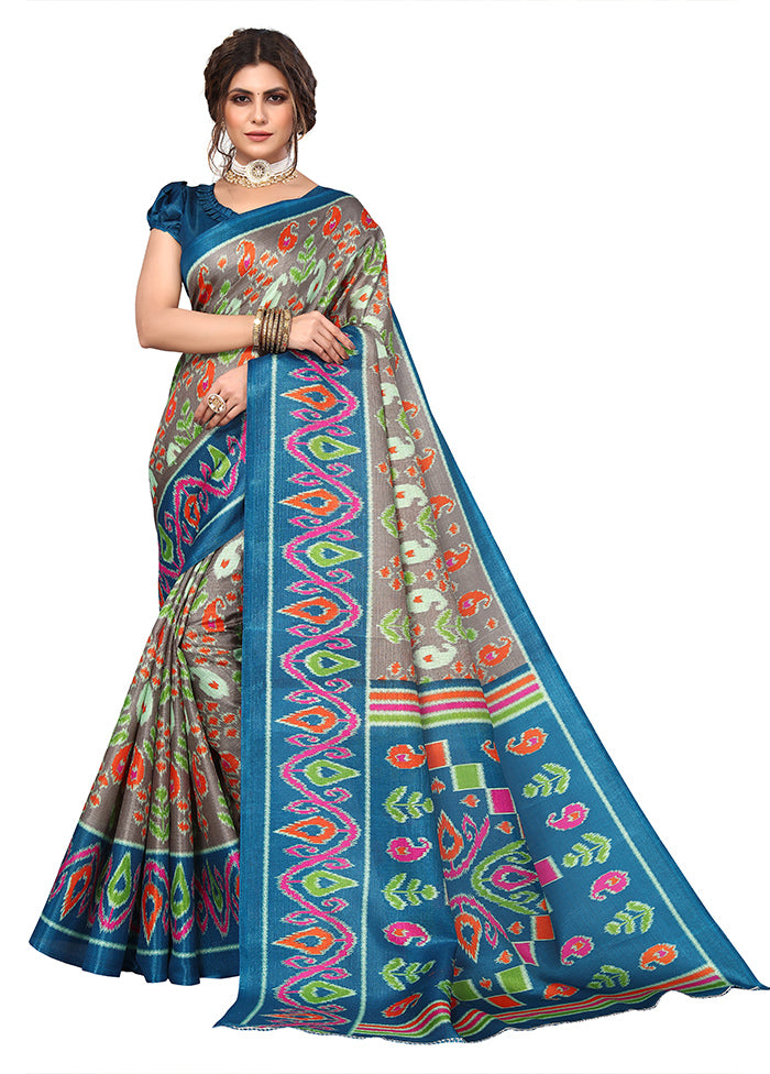 Rama Dupion Silk Saree With Blouse Piece