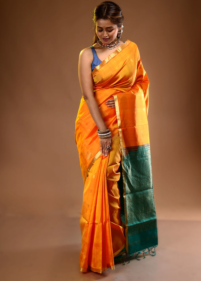 Yellow Pure Arni Silk Saree With Blouse Piece - Indian Silk House Agencies