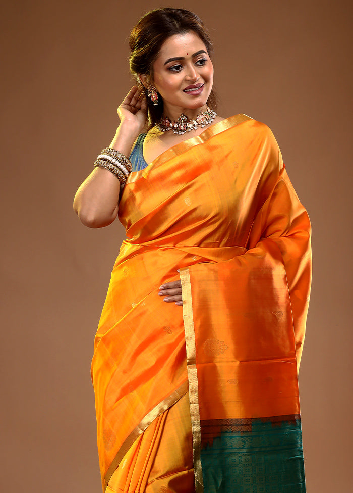 Yellow Pure Arni Silk Saree With Blouse Piece - Indian Silk House Agencies
