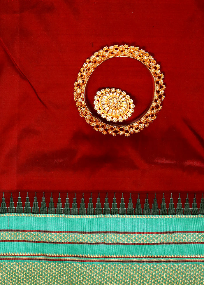 Maroon Pure Kanjivaram Silk Saree With Blouse Piece - Indian Silk House Agencies
