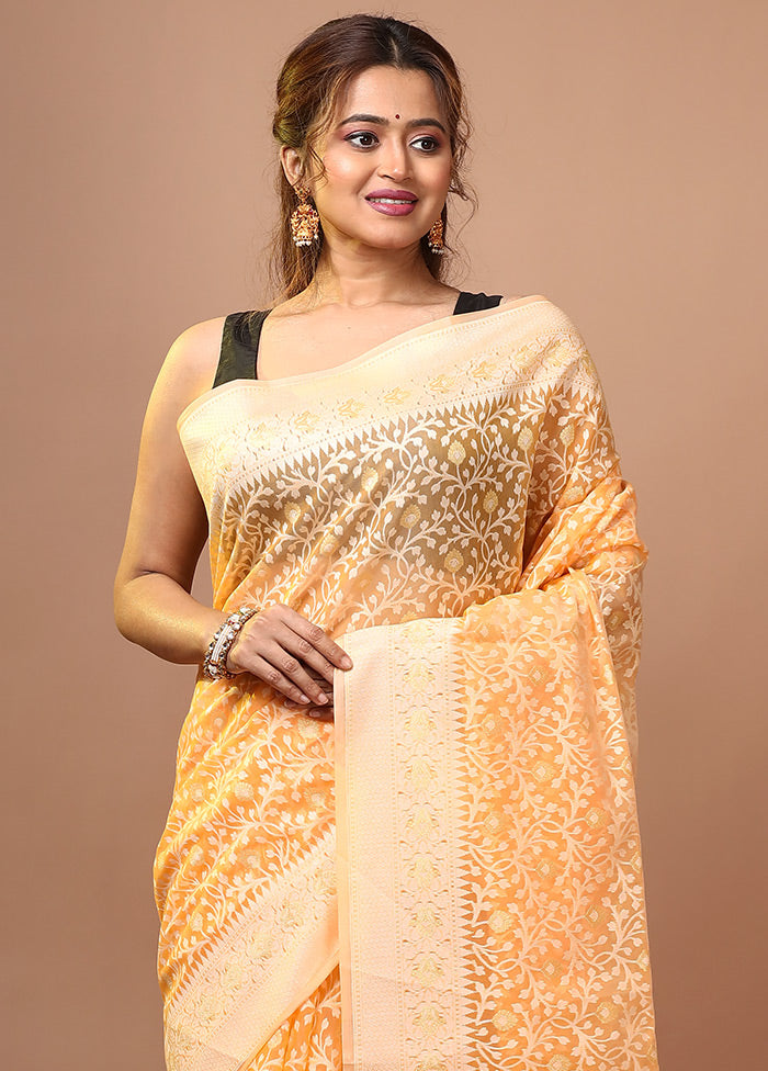 Light Yellow Kora Silk Saree With Blouse Piece - Indian Silk House Agencies