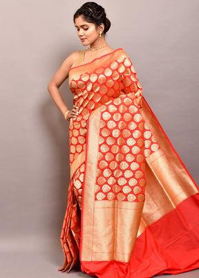 Red Uppada Silk Saree With Blouse - Indian Silk House Agencies