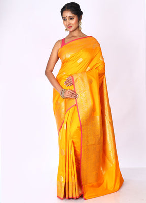 Orange Uppada Silk Saree With Blouse Piece - Indian Silk House Agencies