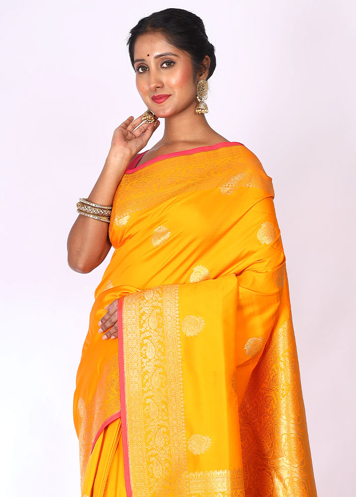 Orange Uppada Silk Saree With Blouse Piece - Indian Silk House Agencies