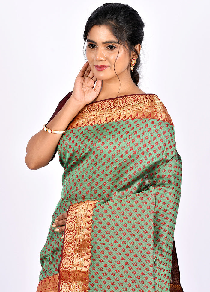 Forest Green Cotton Saree Without Blouse Piece - Indian Silk House Agencies