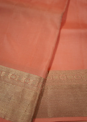 Peach Kanjivaram Pure Silk Saree With Blouse Piece