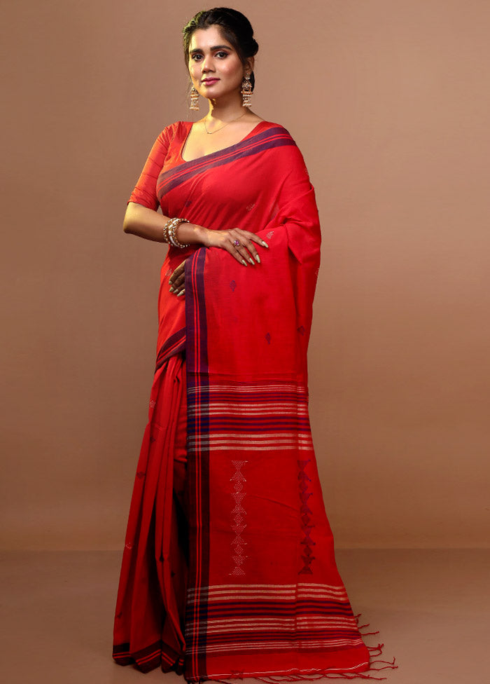 Red Begumpuri Cotton Saree With Blouse Piece - Indian Silk House Agencies