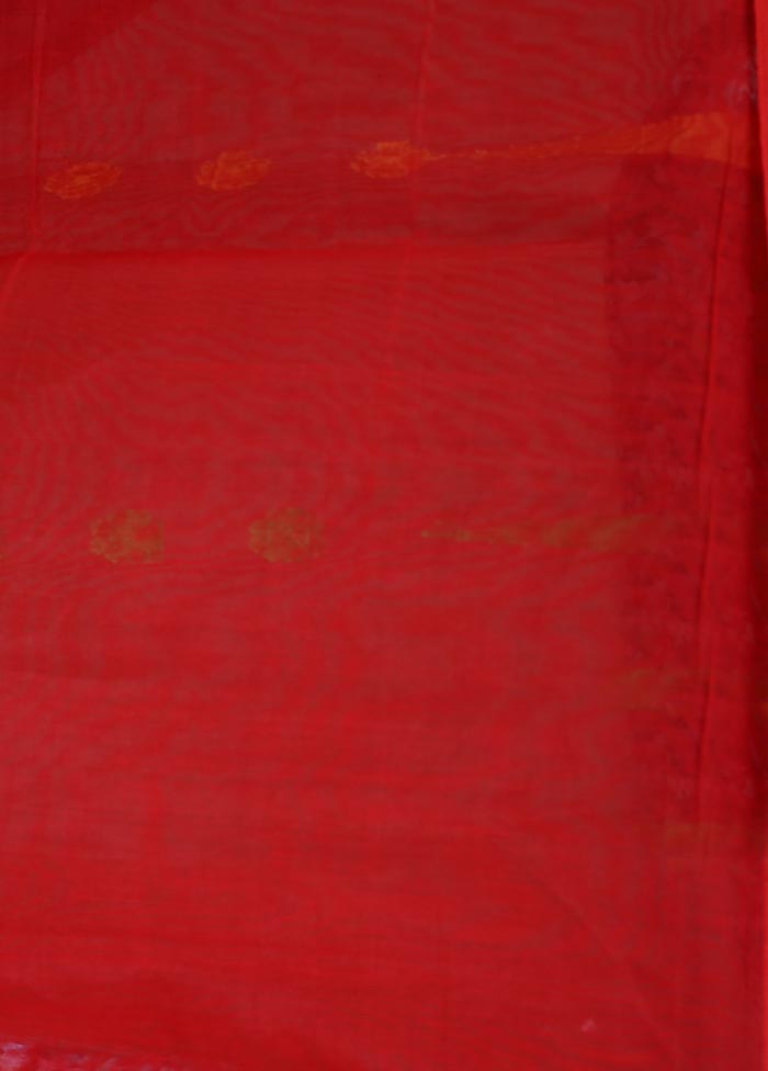 Red Tant Jamdani Saree Without Blouse Piece - Indian Silk House Agencies