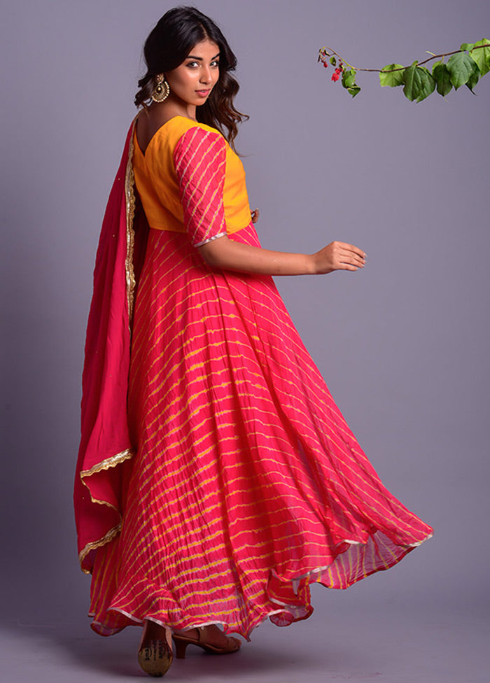2 Pc Pink Georgette Anarkali With Dupatta VDRAN100040823 - Indian Silk House Agencies