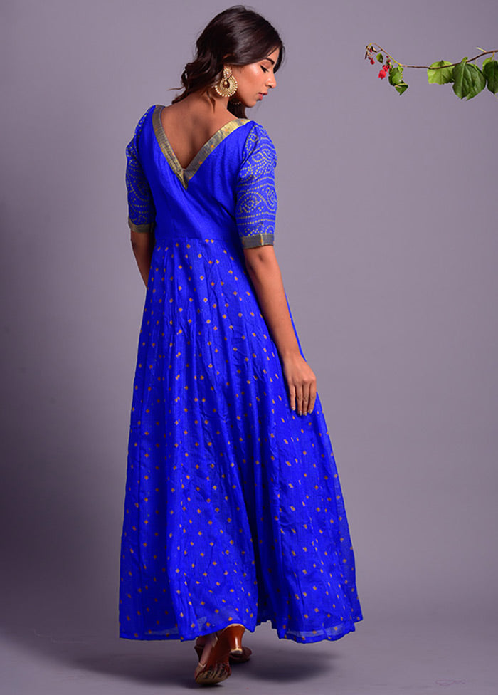 Blue Readymade Silk Long Dress VDRAN100040824 - Indian Silk House Agencies