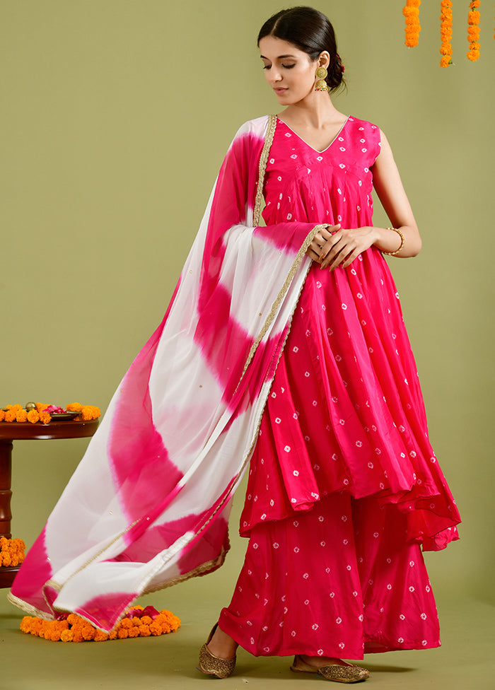 3 Pc Magenta Silk Suit Set With Dupatta VDRAN1412225 - Indian Silk House Agencies