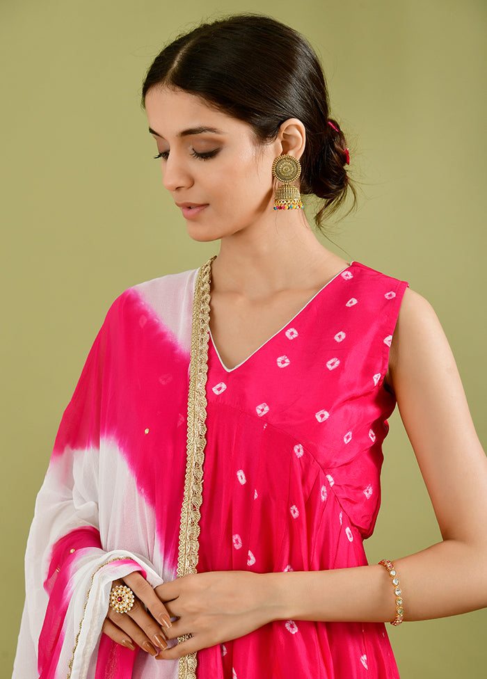 3 Pc Magenta Silk Suit Set With Dupatta VDRAN1412225 - Indian Silk House Agencies