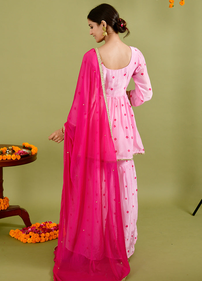 3 Pc Pink Silk Suit Set With Dupatta VDRAN1412226 - Indian Silk House Agencies