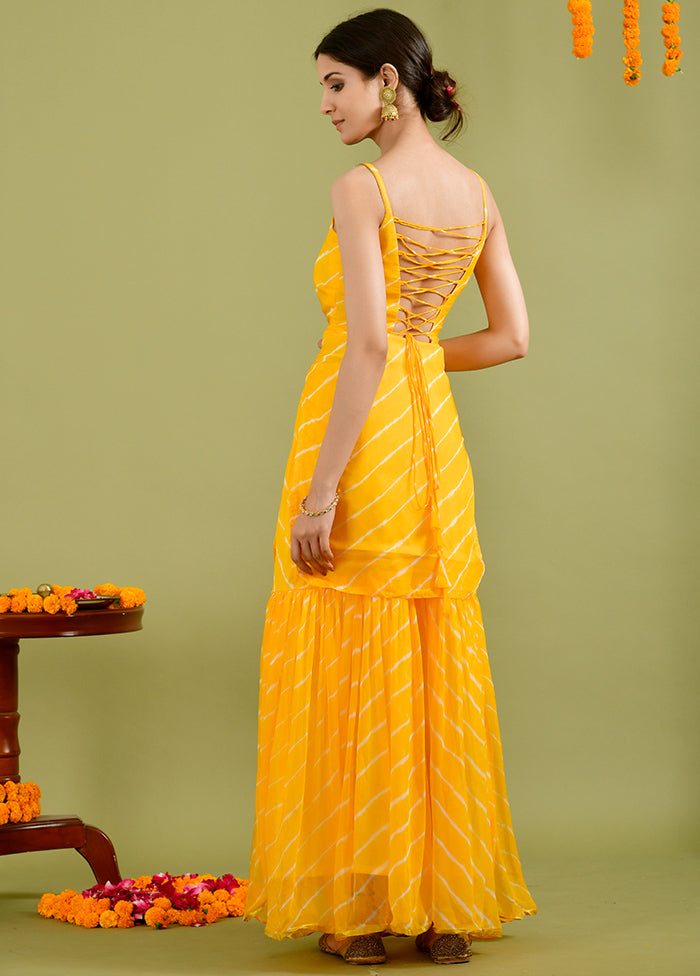 3 Pc Yellow Chiffon Suit Set With Dupatta VDRAN1412230 - Indian Silk House Agencies