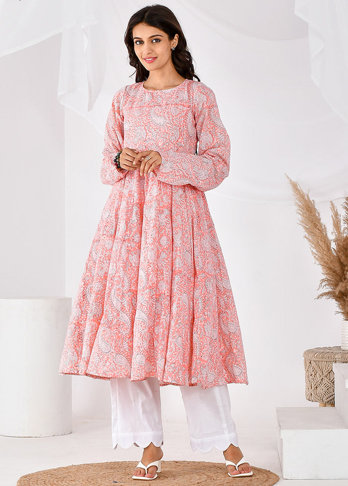 2 Pc Pink Cotton Printed Kurti Set VDRAN12042032 - Indian Silk House Agencies