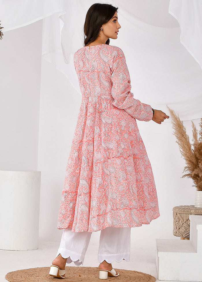 2 Pc Pink Cotton Printed Kurti Set VDRAN12042032 - Indian Silk House Agencies