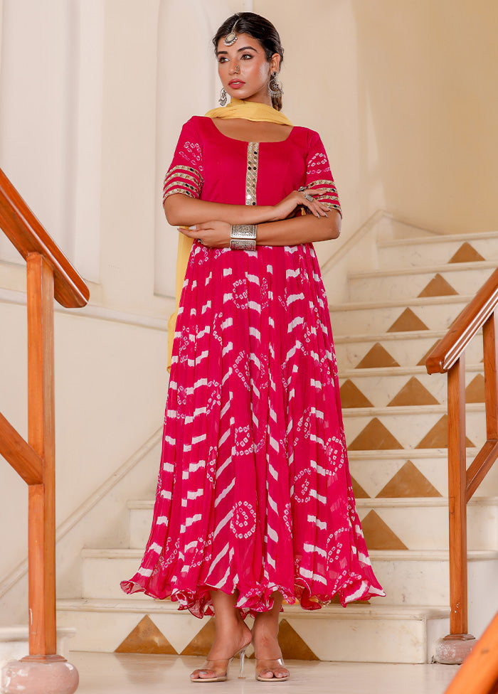 Magenta Pure Georgette Indian Dress With Dupatta - Indian Silk House Agencies