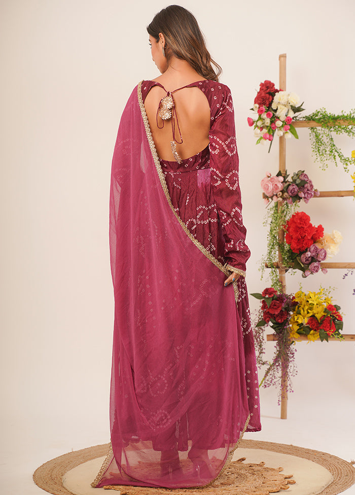 Mauve Pure Silk Indian Dress With Dupatta - Indian Silk House Agencies