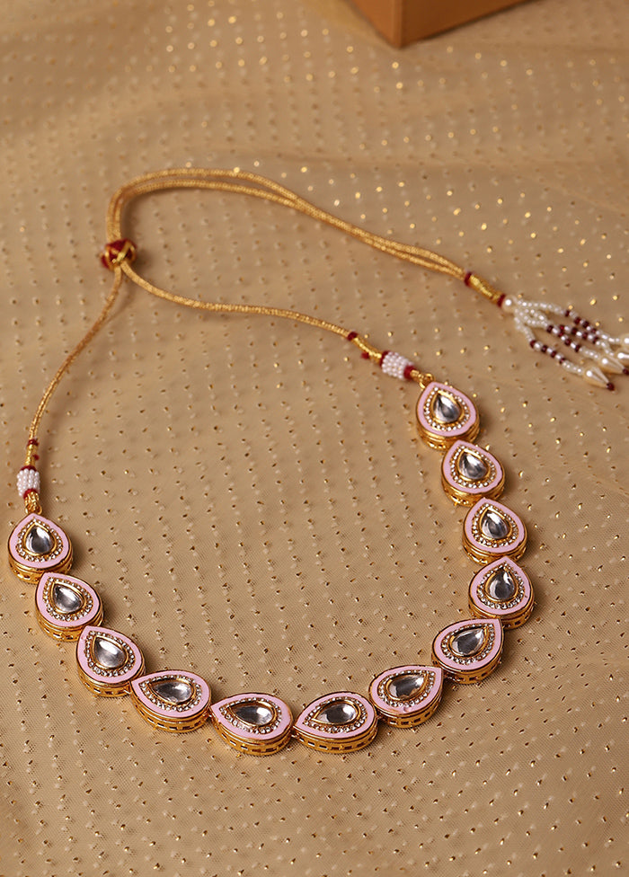 Golden Moon Stone Alloy Necklace - Indian Silk House Agencies