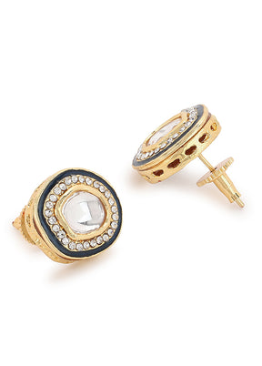 Golden Moon Stone Alloy Earrings - Indian Silk House Agencies