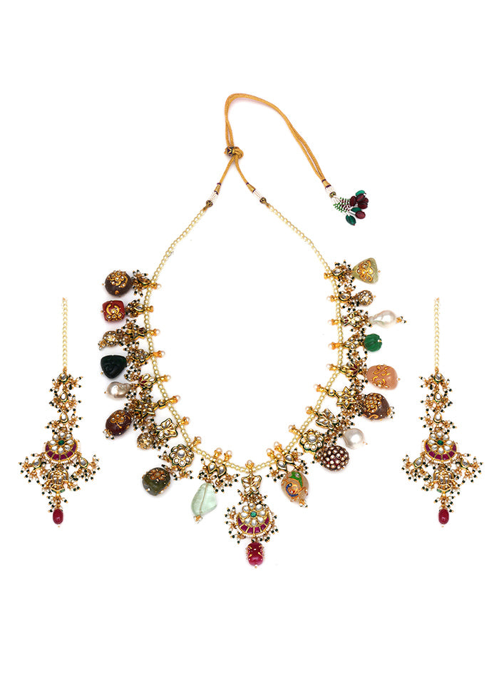 Multicolor Brass Drawstring Jewellery Set