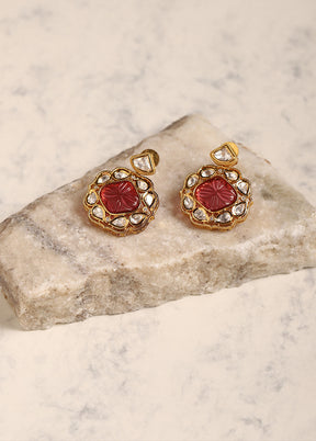 Golden Stone Work Alloy Earrings - Indian Silk House Agencies