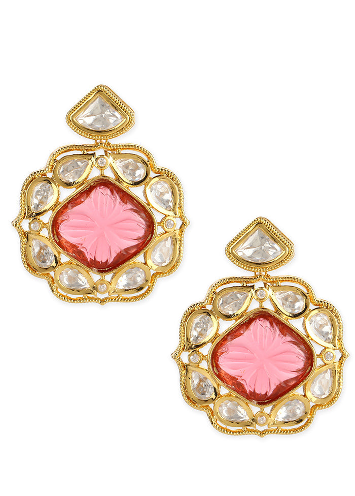 Golden Stone Work Alloy Earrings - Indian Silk House Agencies