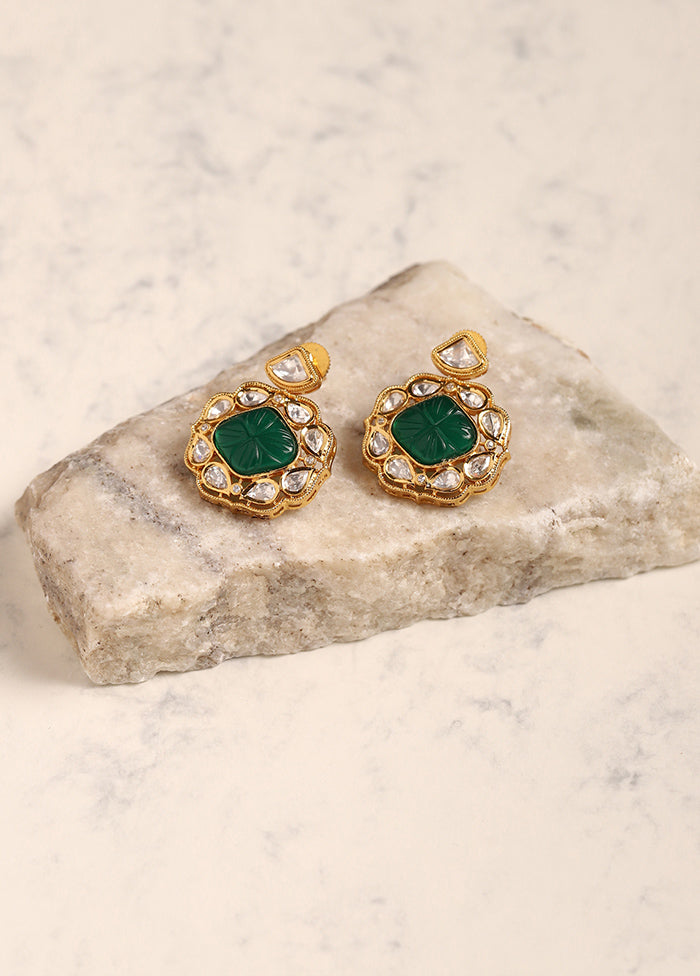 Golden Stone Work Alloy Earrings - Indian Silk House Agencies