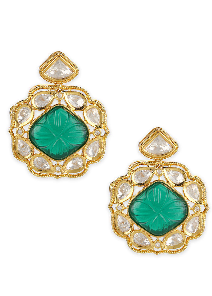 Golden Stone Work Alloy Earrings - Indian Silk House Agencies