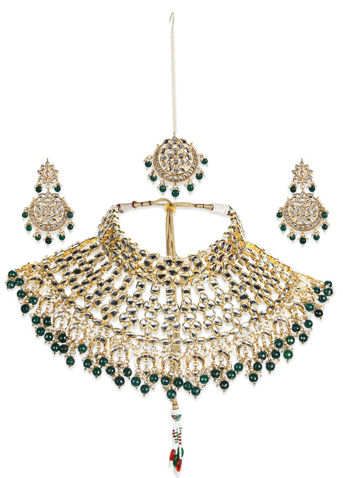 Kundan Choker Necklace With Earrings - Indian Silk House Agencies