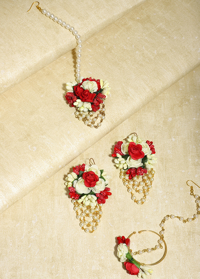 Floral Jewellery Set With Earring Nose Ring And Mangtika - Indian Silk House Agencies
