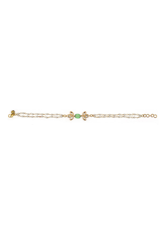 2 Pc Golden Stone Work Alloy Anklet - Indian Silk House Agencies