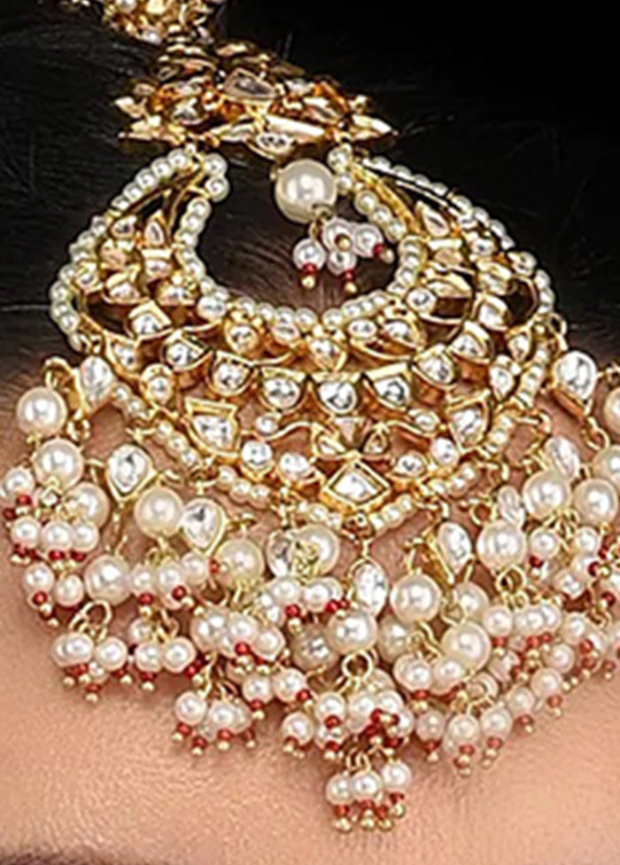 Red Gold Tone Kundan Mangtika With Pearls - Indian Silk House Agencies