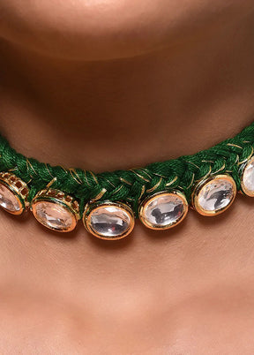 Green Gold Tone Kundan Necklace - Indian Silk House Agencies