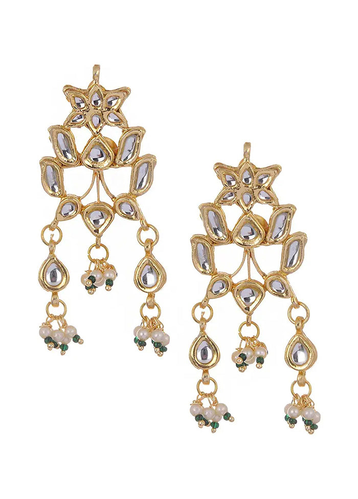 Gold Tone Kundan Earrings - Indian Silk House Agencies